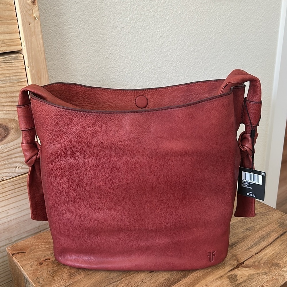 Frye Nora Knotted Hobo burgundy purse NWT - Picture 10 of 11